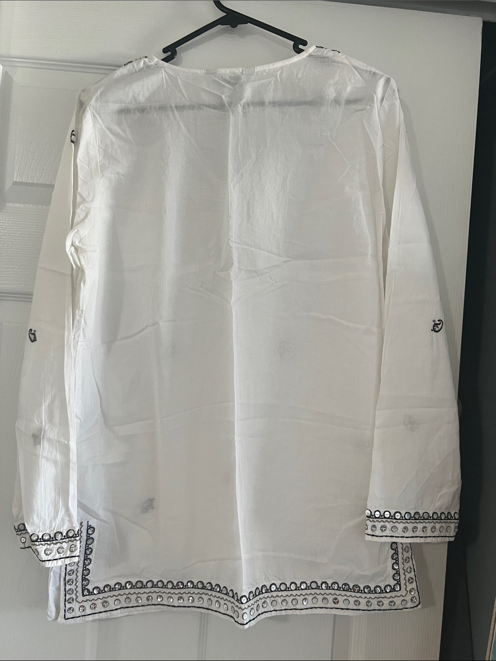 ✨Jessica Sport Embroidered Boho Tunic | White Cotton V-Neck Blouse | bundle & 💸 - Picture 4 of 9